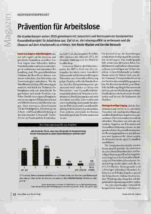 Vorschauseite 1: Prävention für Arbeitslose