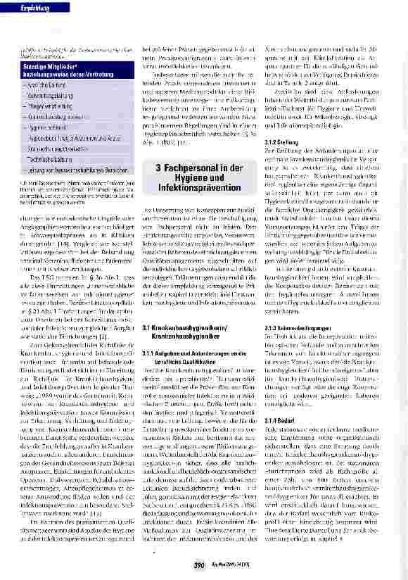 Vorschauseite 3: Personelle und organisatorische Voraussetzungen zur Prävention nosokomialer Infektionen