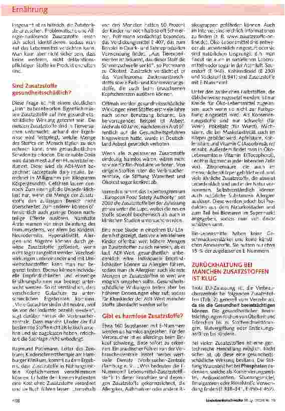Vorschauseite 2: Zusatzstoffe in Nahrungsmitteln -Nicht nur für Allergiker ein Problem