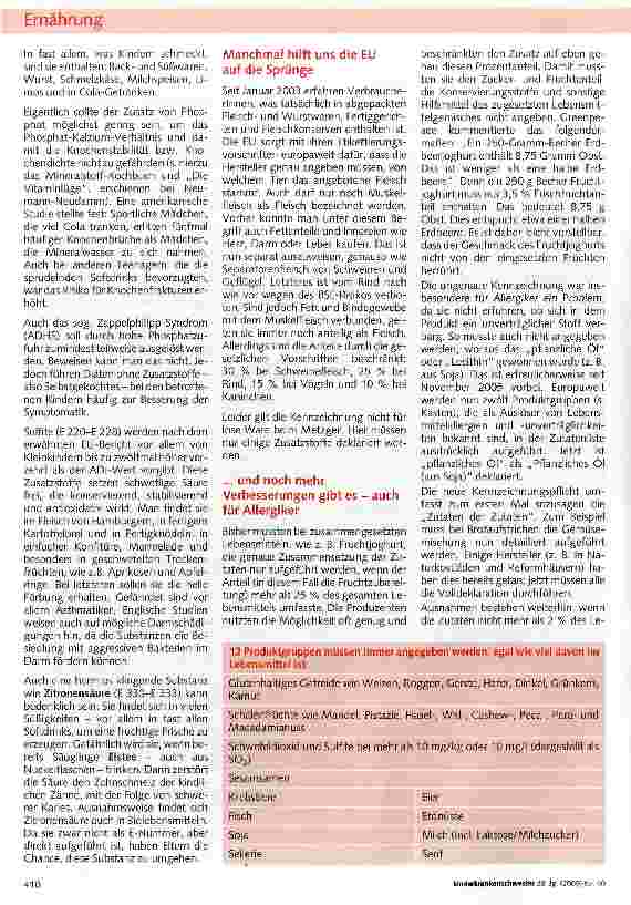 Vorschauseite 4: Zusatzstoffe in Nahrungsmitteln -Nicht nur für Allergiker ein Problem