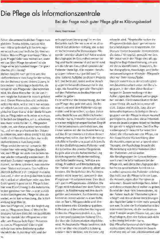 Vorschauseite 1: Die Pflege als Informationszentrale