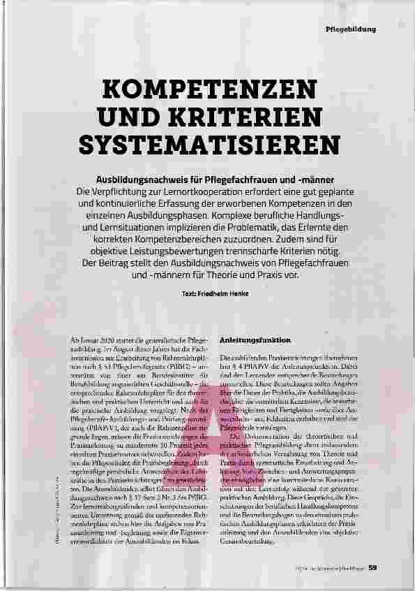 Vorschauseite 1: KOMPETENZEN UND KRITERIEN SYSTEMATISIEREN