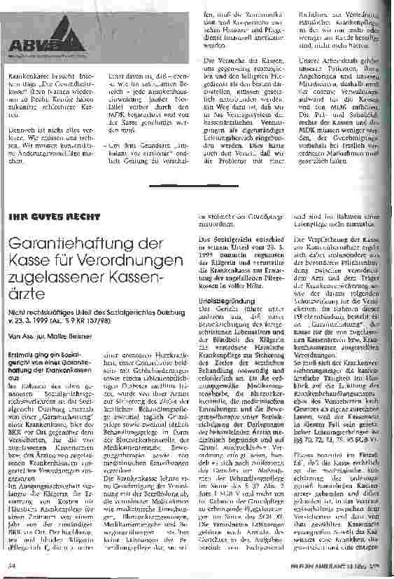 Vorschauseite 2: Politik mit dem Rücken zur Wand Die Gesundheitsreform 2000