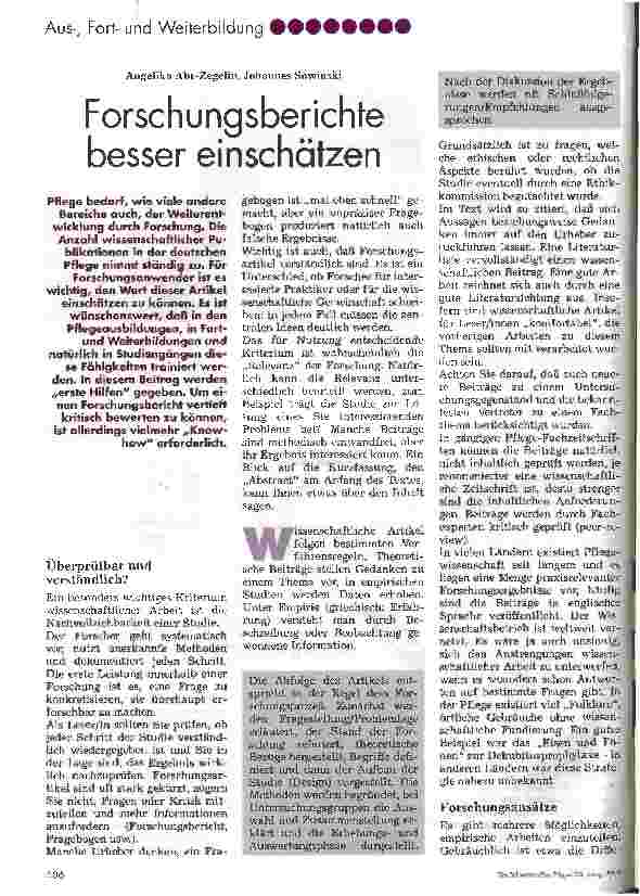Vorschauseite 1: Forschungsberichte besser einschätzen