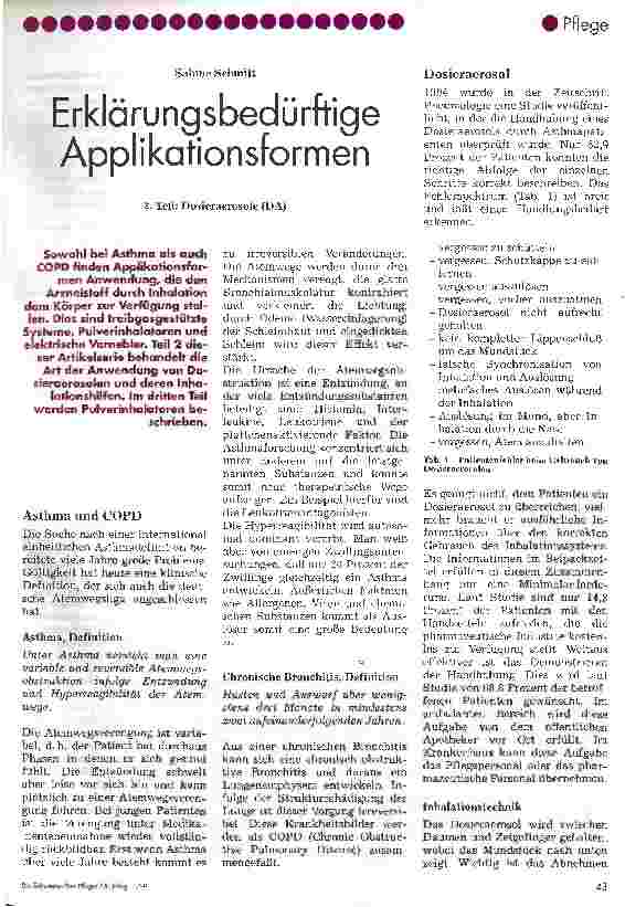 Vorschauseite 1: Erklärungsbedürftige Applikationsformen 2. Teil : Dosierungsaerosole (DA)