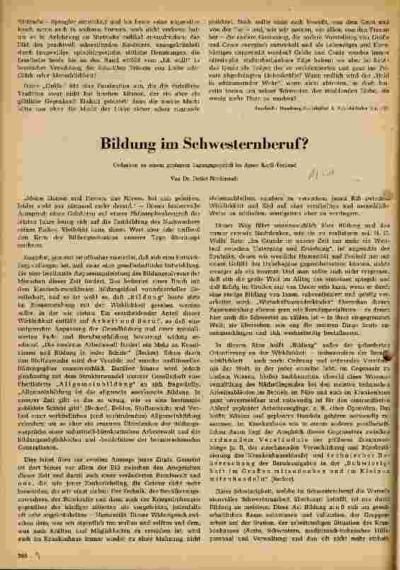 Vorschauseite 1: Bildung im Schwesternberuf? Gedanken zu einem geplanten Tagungsgespräch im Agnes Karll-Verband