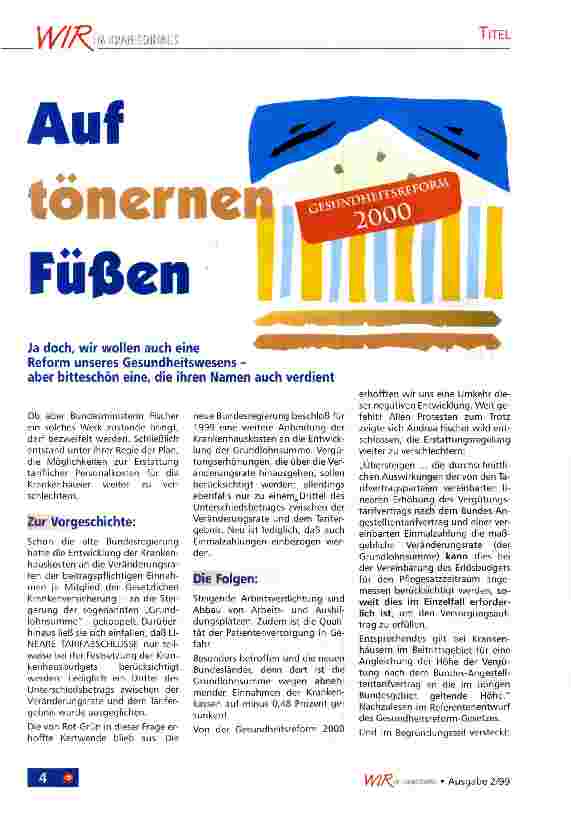 Vorschauseite 1: Auf tönernen Füßen Gesundheitsreform 2000