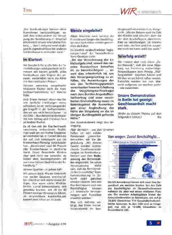 Vorschauseite 2: Auf tönernen Füßen Gesundheitsreform 2000