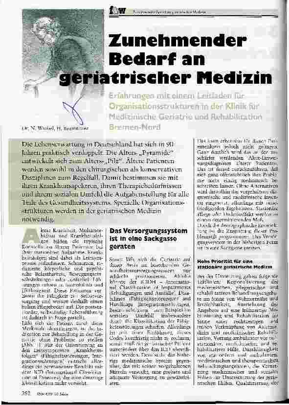 Vorschauseite 1: Zunehmender Bedarf an geriatrischer Medizin