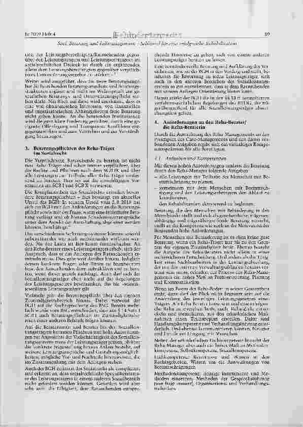 Vorschauseite 4: Beratung und Fallmanagement Schlüssel für eine erfolgreiche Rehabilitation