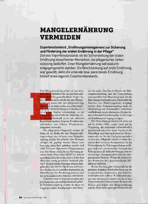 Vorschauseite 1: MANGELERNÄHRUNG VERMEIDEN