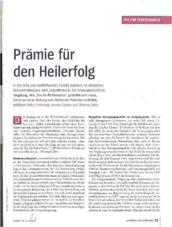 Vorschauseite 1: Prämie für den Heilerfolg