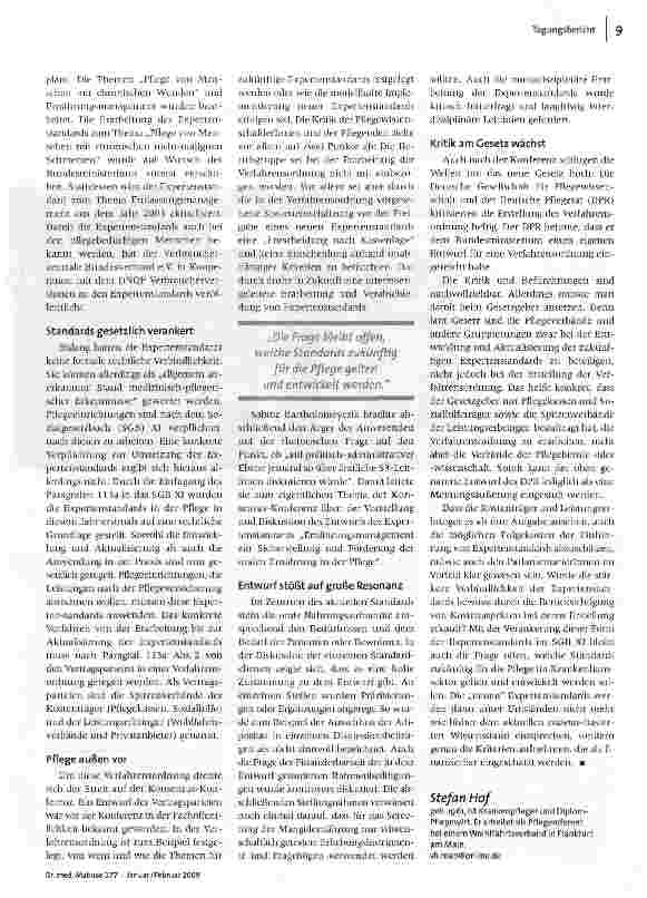 Vorschauseite 2: Streit um künftige Experten Standards in der Pflege