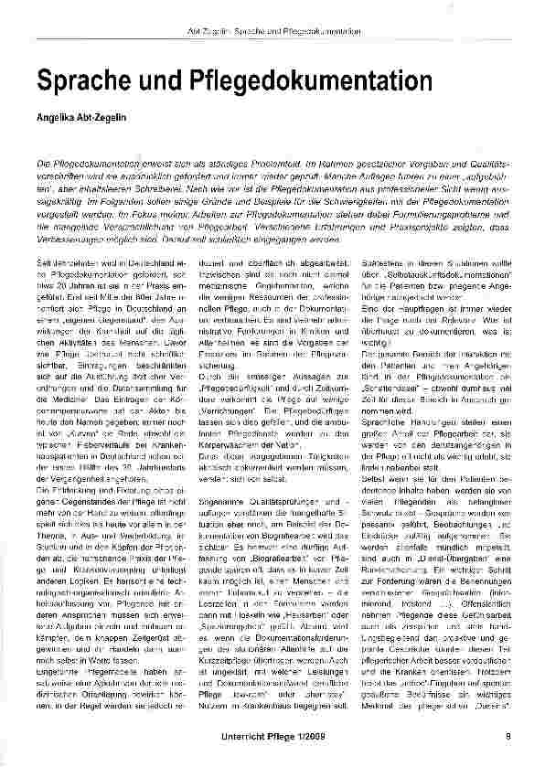 Vorschauseite 1: Sprache und Pflegedokumentation