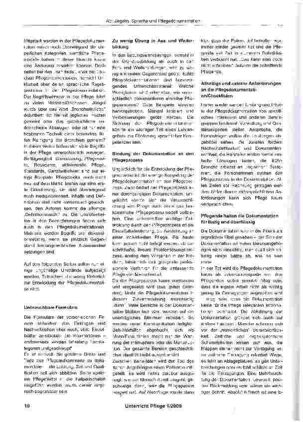 Vorschauseite 2: Sprache und Pflegedokumentation