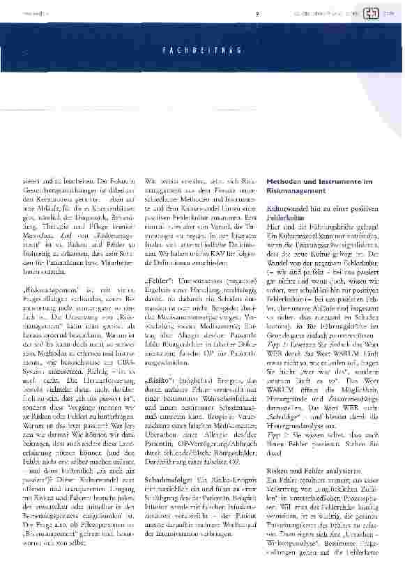 Vorschauseite 2: Riskmanagement im Kernprozess: sind auch Pflegepersonen dabei gefragt?