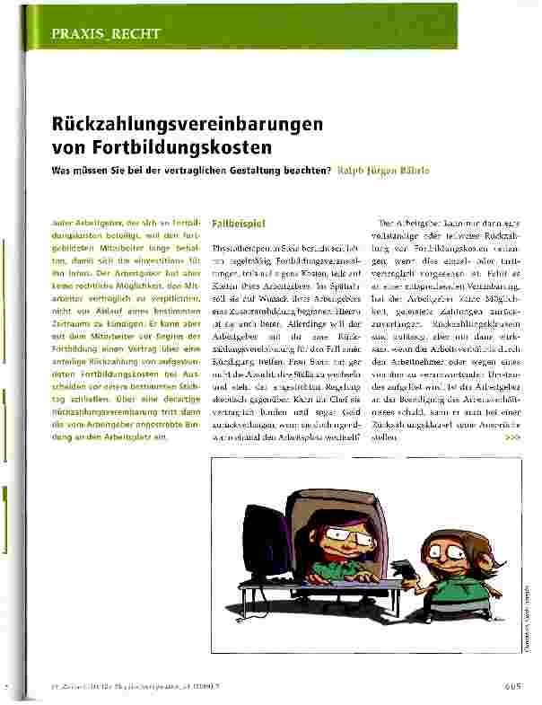 Vorschauseite 1: Rückzahlungsvereinbarungen von Fortbildungskosten