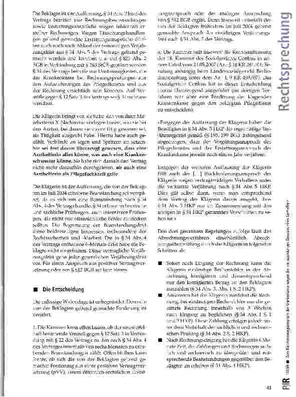 Vorschauseite 4: Zum Rückforderungs-anspruch der Krankenkasse wegen des vertragswidrigen Einsatzes einer Arzthelferin