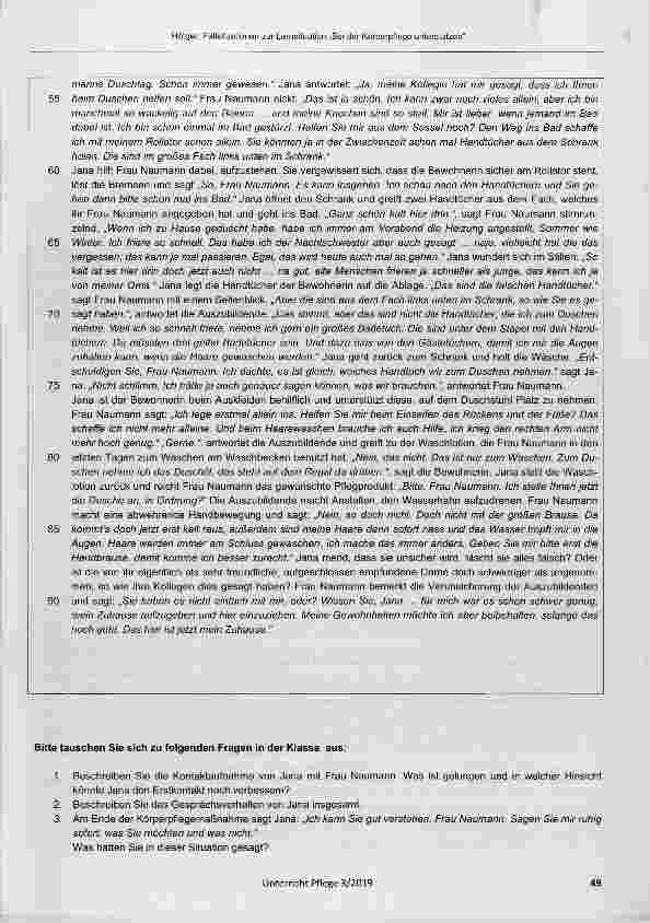 Vorschauseite 3: Fallsituationen zur Lernsituation Bei der Körperpflege unterstützen