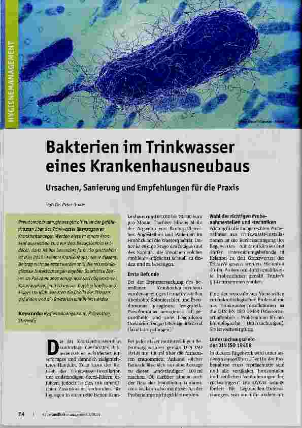 Vorschauseite 1: Bakterien im Trinkwasser eines Krankenhausneubaus
