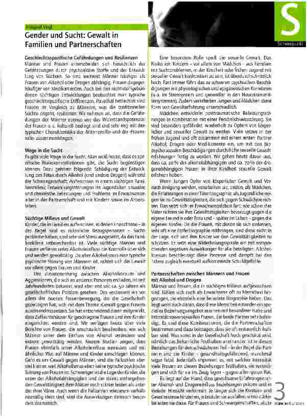 Vorschauseite 1: Cender und Sucht: Gewalt in Familien und Partnerschaften