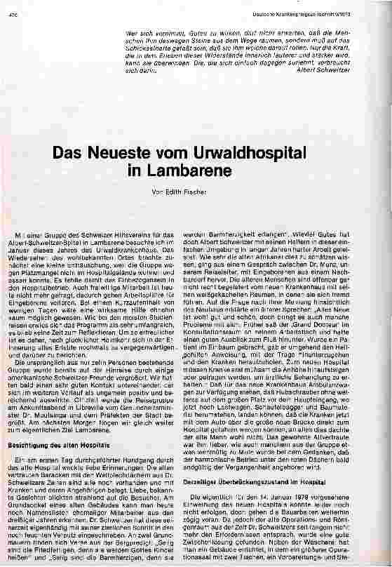Vorschauseite 1: Das Neueste vom Urwaldhospital in Lambarene