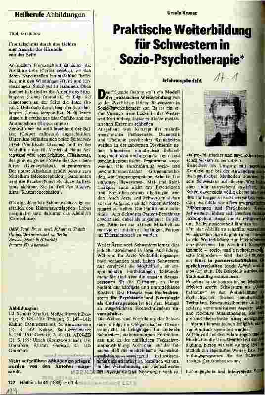 Vorschauseite 1: Praktische Weiterbildung für Schwestern in Sozio-Psychotherapie Erfahrungsbericht