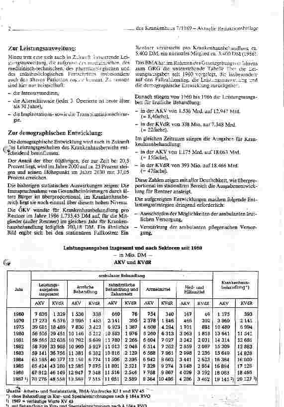 Vorschauseite 2: Stellungnahme der DKG zum Erfahrungsbericht des BMA über die Auswirkungen der Krankenhaus-Neuordnung 1984