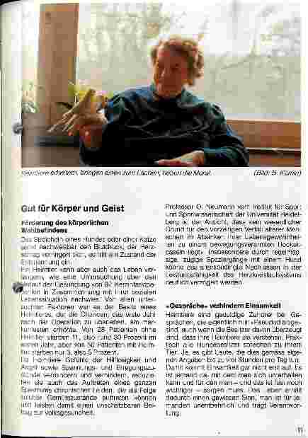 Vorschauseite 2: Haustiere im Heim Gut für Körper und Geist, aber kein Ersatz für den Menschen