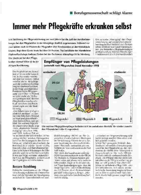 Vorschauseite 1: Immer mehr Pflegekräfte erkranken selbst Berufsgenossenschaft schlägt Alarm