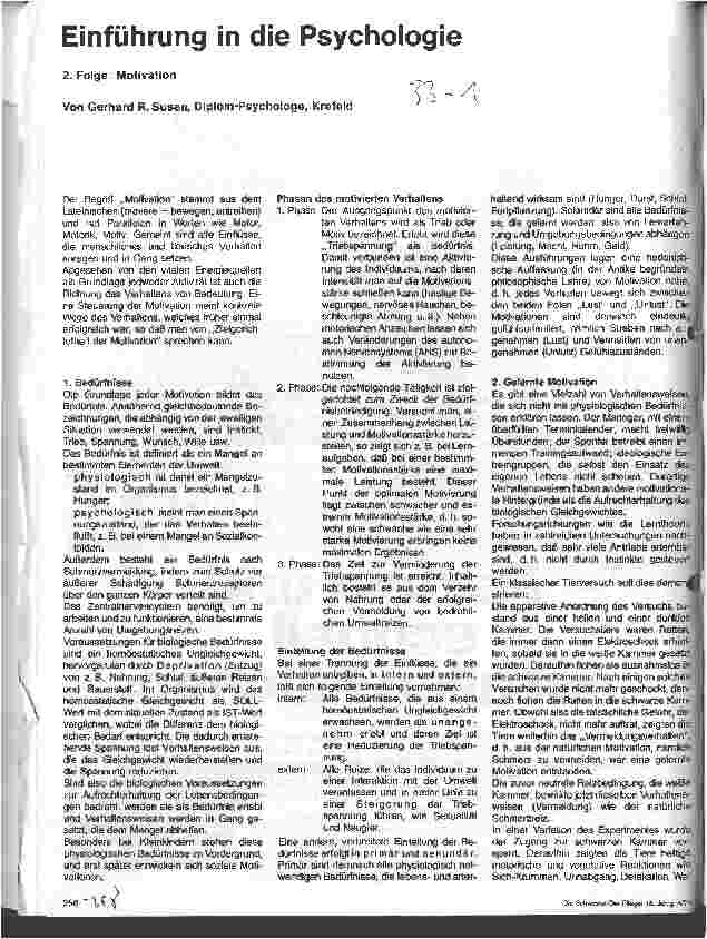 Vorschauseite 1: Einführung in die Psychologie 2. Folge: Motivation