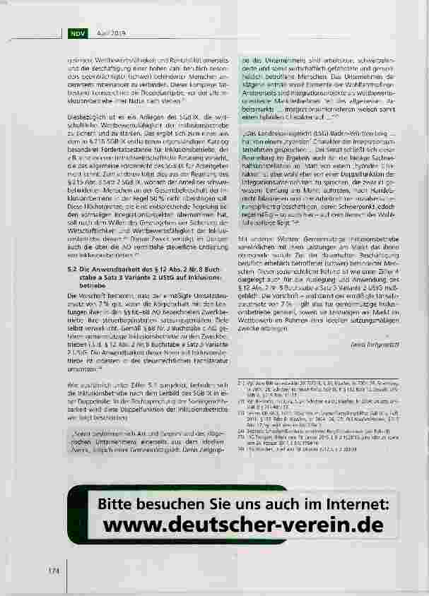 Vorschauseite 5: Der ermäßigte Umsatzsteuersatz für Inklusionsbetriebe im Sinne des SGB IX sozialrechtliche Aspekte Teil 1