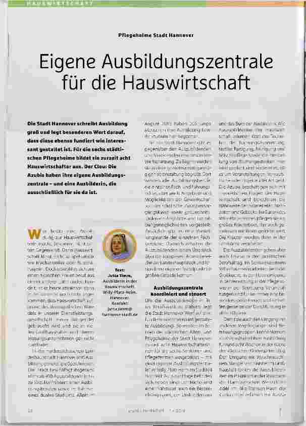 Vorschauseite 1: Eigene Ausbildungszentrale für die Hauswirtschaft