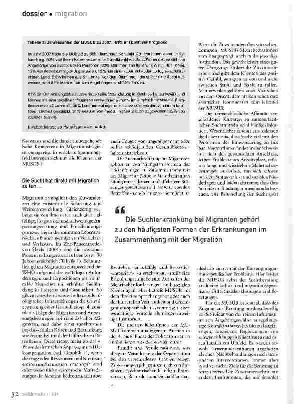Vorschauseite 3: Suchthilfe in der MutterspracheDie Beratungsstelle MUSUB