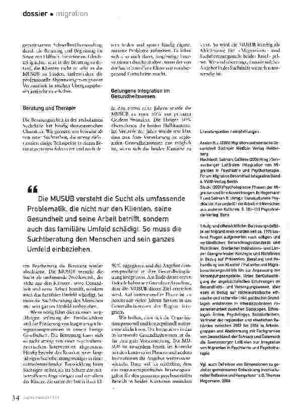Vorschauseite 5: Suchthilfe in der MutterspracheDie Beratungsstelle MUSUB