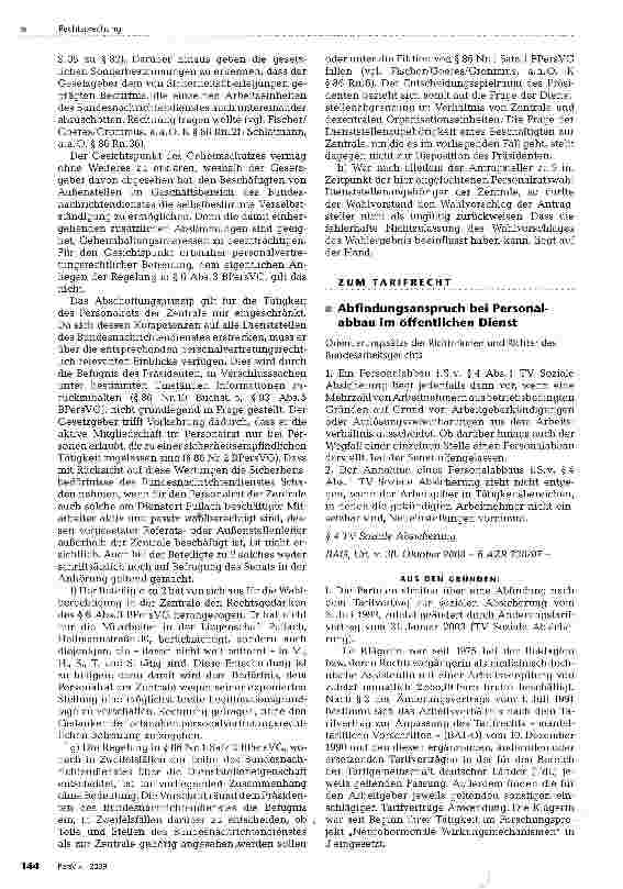 Vorschauseite 1: Abfindungsanspruch bei Personalabbau im öffentlichen Dienst