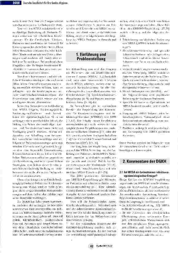 Vorschauseite 3: Umsetzung der MRSA-Empfehlung der KRINKO von 1999 -Aktuelle Hinweise des Vorstands der DGKH