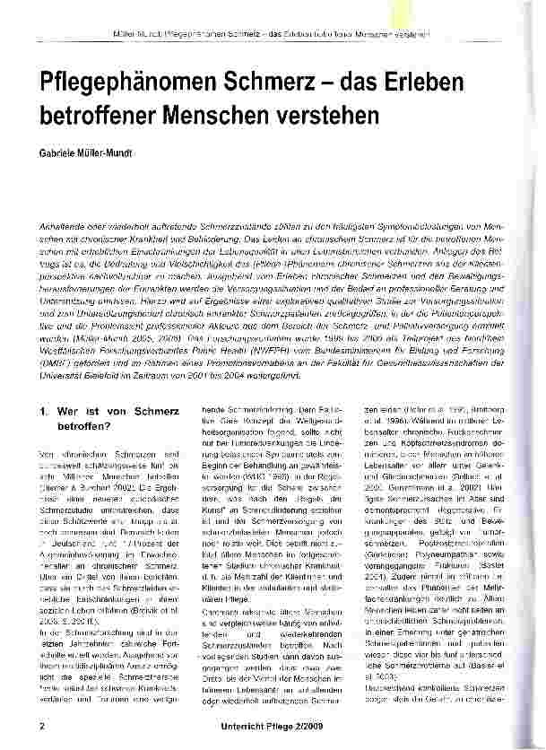 Vorschauseite 1: Pflegephänomen Schmerz - das Erleben betroffener Menschen verstehen