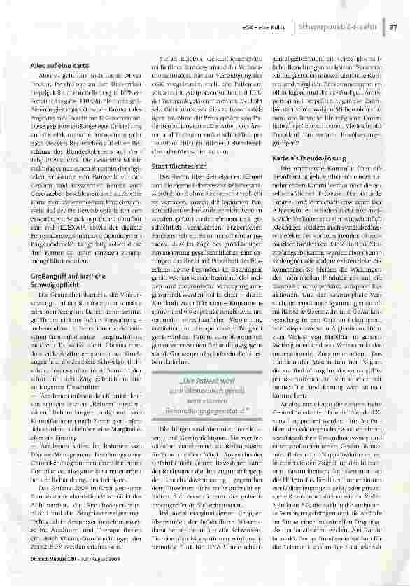 Vorschauseite 2: Teil eines großen Plans?Die elektronische Gesundheitskarte als Einfalltor zum Überwachungsstaat