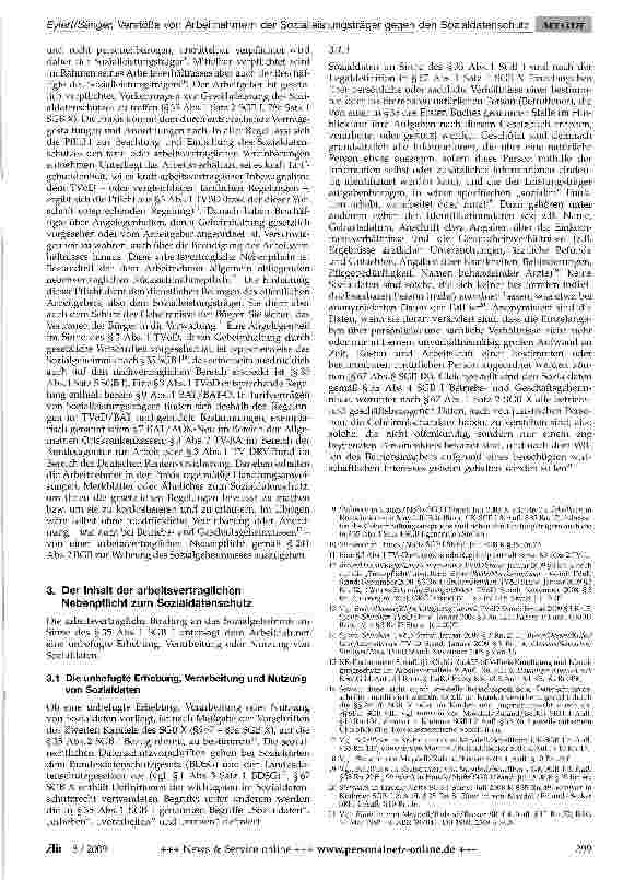 Vorschauseite 2: Verstöße von Arbeitnehmern der Sozialleistungsträger gegen den Sozialdatenschutz und ihre arheitsrechtlichen Folgen