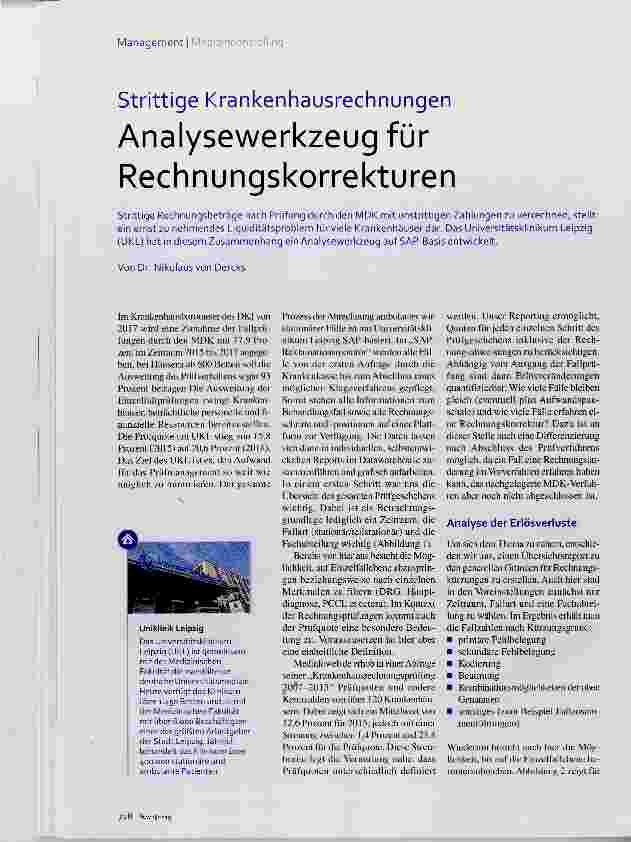 Vorschauseite 1: Strittige Krankenhausrechnungen Analysewerkzeug für Rechnungskorrekturen