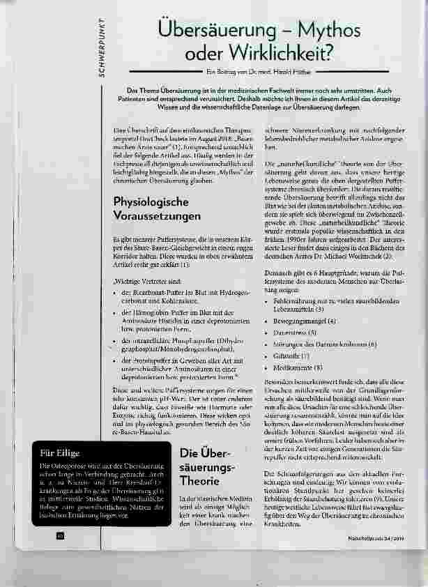 Vorschauseite 1: Übersäuerung - Mythos oder Wirklichkeit?