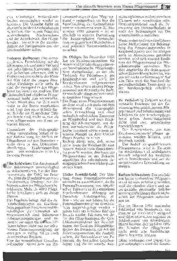 Vorschauseite 4: Das aktuelle Interview zum Thema Pflegenotstand