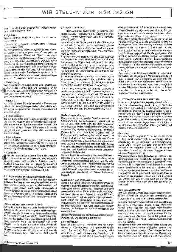 Vorschauseite 2: Führungsaufgaben des Schulleiters an Krankenpflegeschulen unter besonderer Berücksichtigung der Motivation, Beratung u. Förderung der Mitarb.