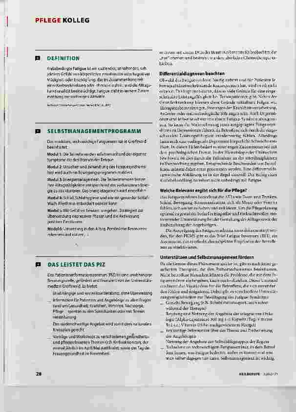 Vorschauseite 2: Fatigue ein häufig unterschätztes Syndrom