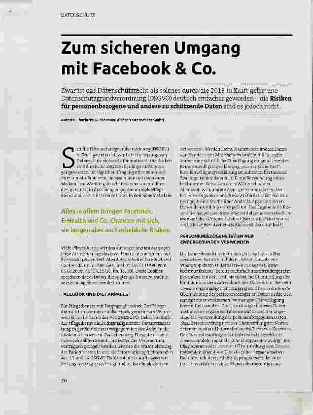 Vorschauseite 1: Zum sicheren Umgang mit Facebook & Co.