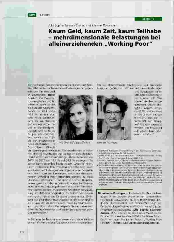 Vorschauseite 1: Kaum Geld, kaum Zeit, kaum Teilhabe mehrdimensionale Belastungen bei alleinerziehenden „Working Poor