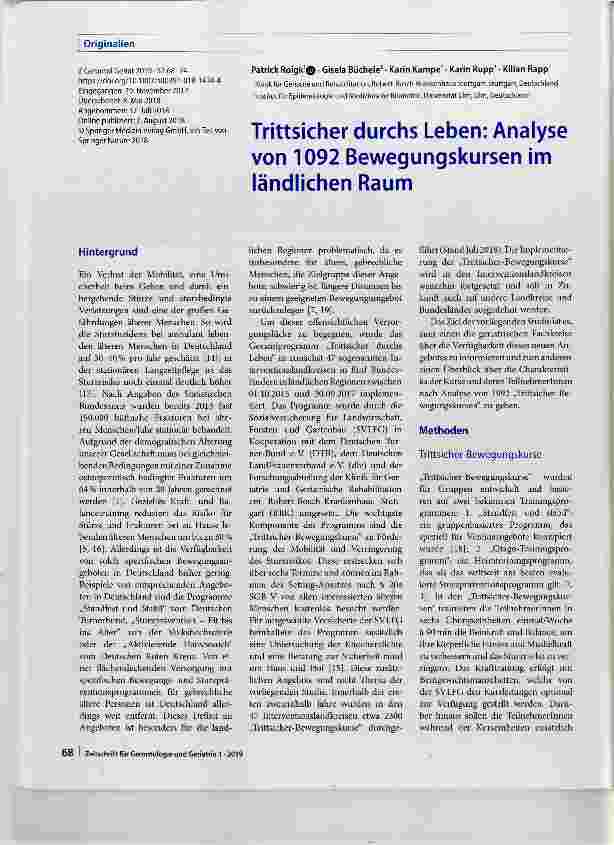 Vorschauseite 1: Trittsicher durchs Leben: Analyse von 1092 Bewegungskursen im ländlichen Raum