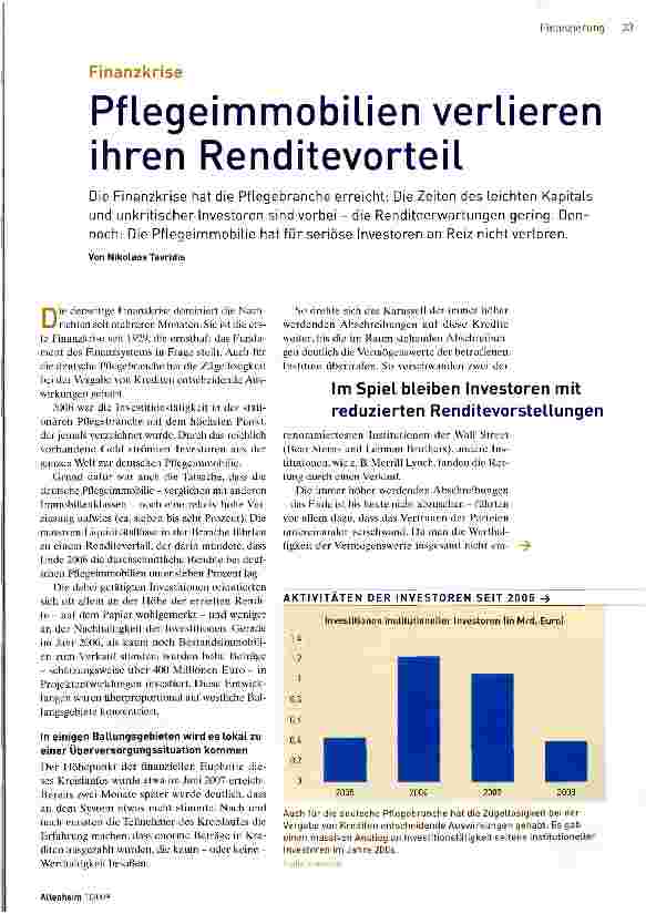 Vorschauseite 1: Pflegeimmobilien verlieren ihren Renditevorteil