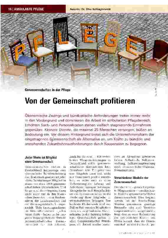 Vorschauseite 1: Genossenschaften in der PflegeVon der Gemeinschaft profitieren
